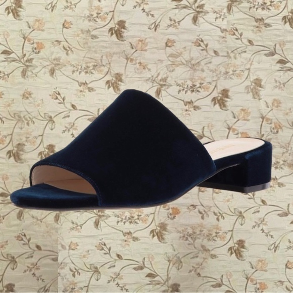 Velvet Navy Blue Mule - Picture 2 of 2